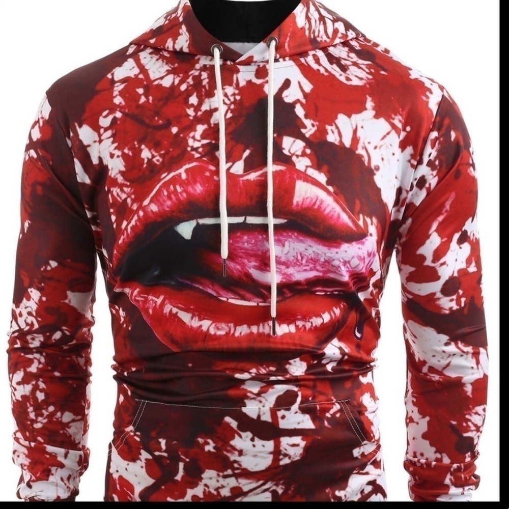 👻HP👻 Rosegal Blood, lip Men’s hoodie